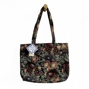 New! | Tote To Go | Grape Themed Tapestry Tote | Zipper Closure